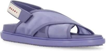 Marni Sandalen Purple Leather And Tech Fabric Sandals in paars