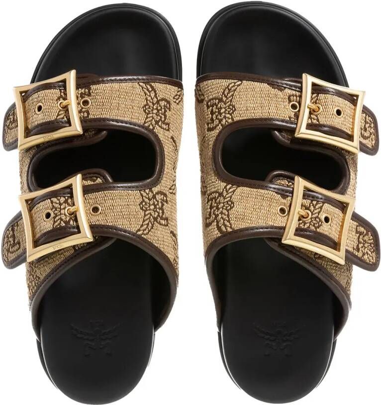 MCM Sandalen W Col Rff Effct Txtl Flat Sandals In bruin