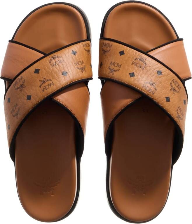 MCM Slippers & Mules U Col Vst Lthr Mix Flat Sandals Co in cognac