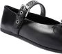 Miu Loafers & ballerina schoenen Black Calf Leather Ballerinas in zwart - Thumbnail 2