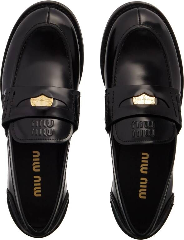 Miu Loafers Classic Penny Loafer in zwart