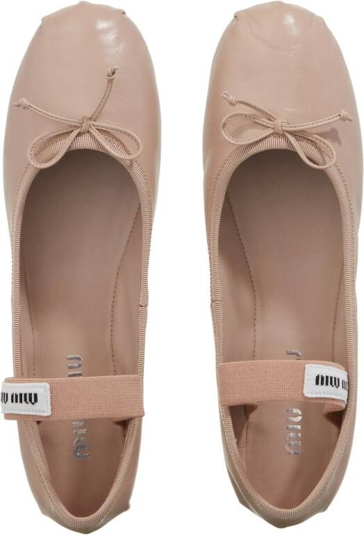 Miu Loafers Leather Ballerinas in beige