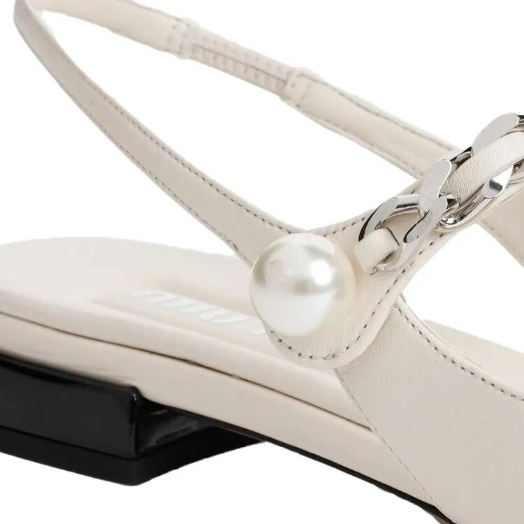 Miu Loafers White Ivory Goat Leather Ballerina in wit