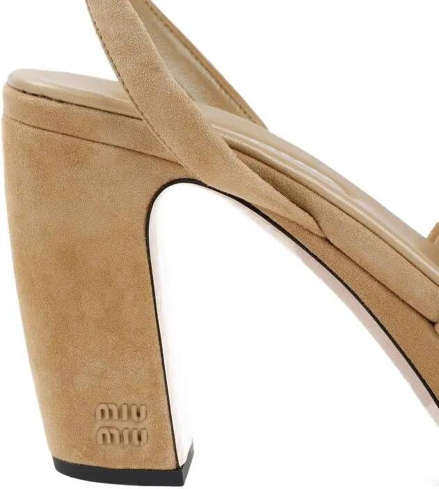 Miu Sandalen Ecru Suede Sandals in bruin