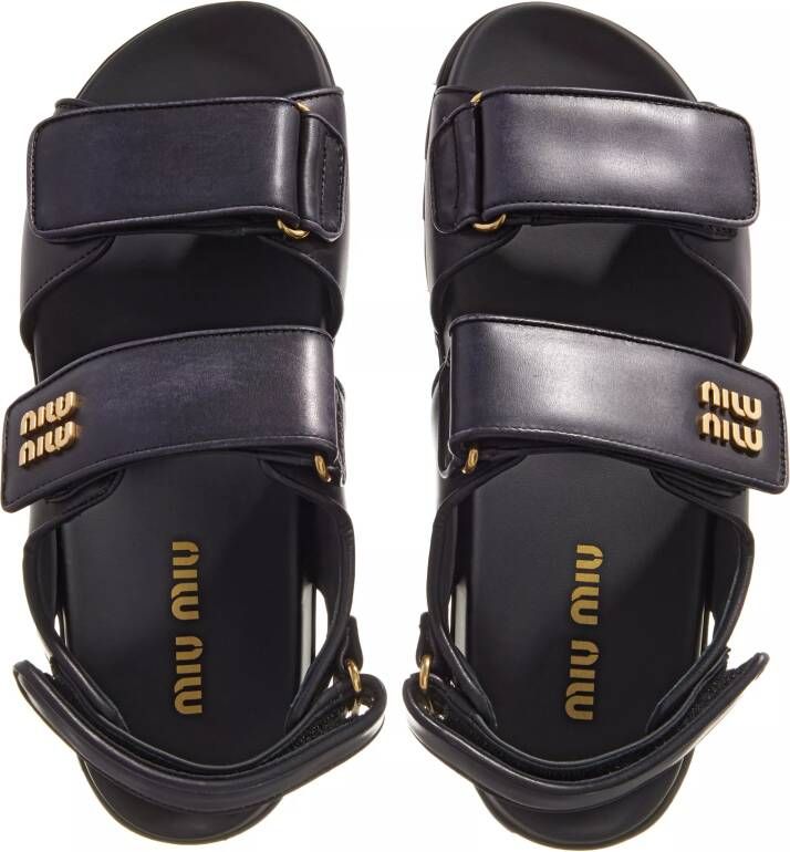 Miu Sandalen Logo Plaque Open Toe Sandals in zwart