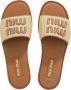 Miu Slippers & Mules Logo-Patch Raffia Slides in beige - Thumbnail 2