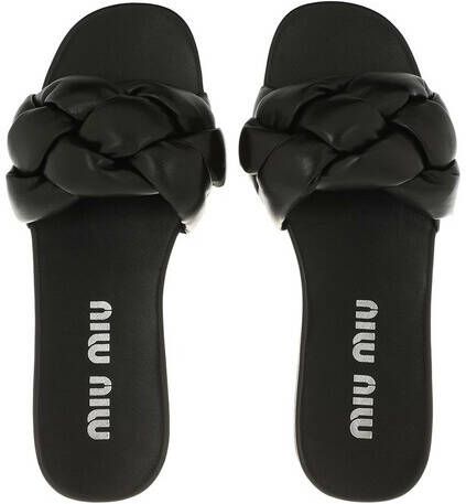 Miu Slippers & Mules Padded Flat Sandals Leather in zwart