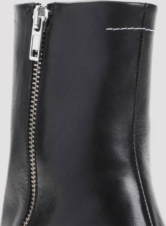 MM6 Maison Margiela Boots Black Calf Leather Ankle Boot in zwart