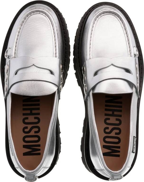 Moschino Loafers Snap Button in zilver