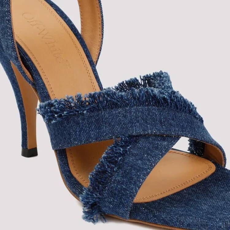 Off-White Sandalen Blue Cotton Curvy Heel Denim Sandal in blauw