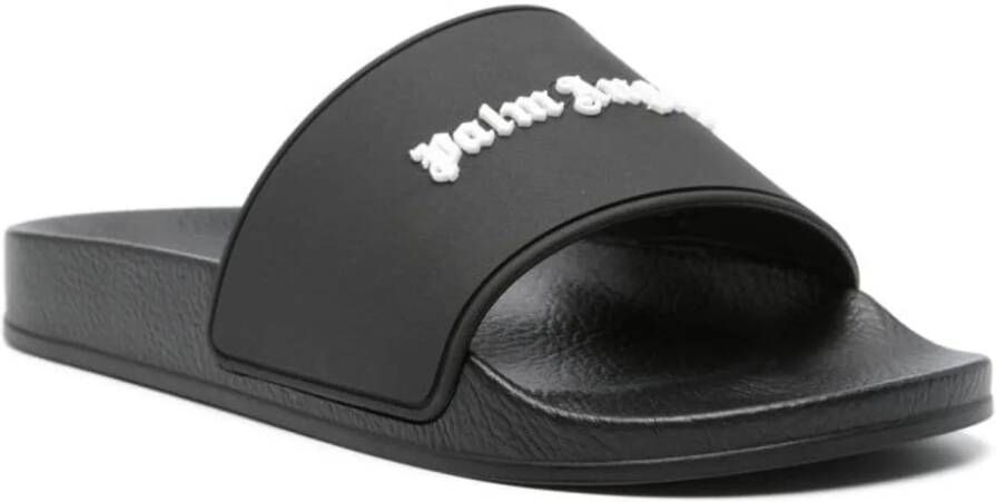 Palm Angels Slippers & Mules Dames Essential Logo Slider Zwart in zwart