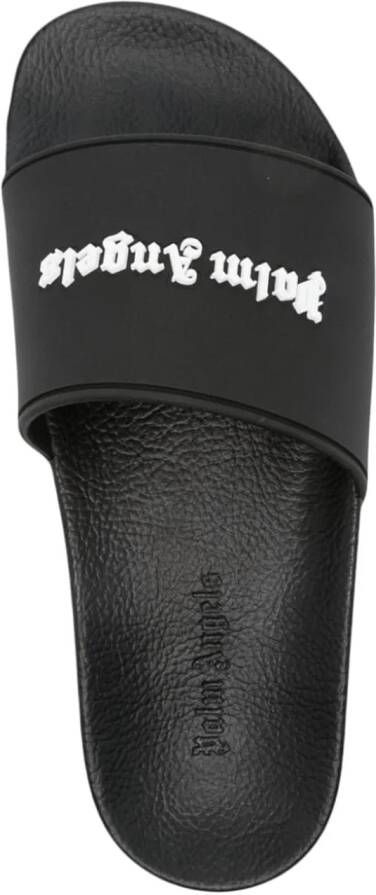 Palm Angels Slippers & Mules Dames Essential Logo Slider Zwart in zwart