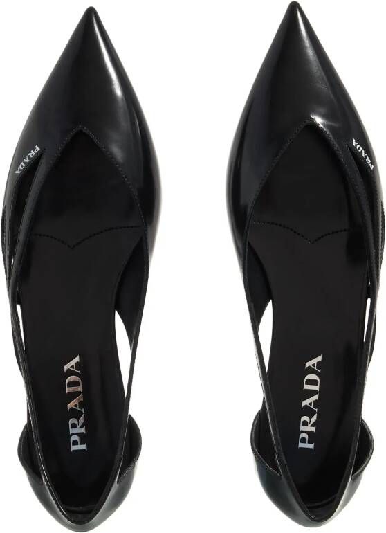 Prada Ballerinas Cut Out Leather Ballerinas in zwart