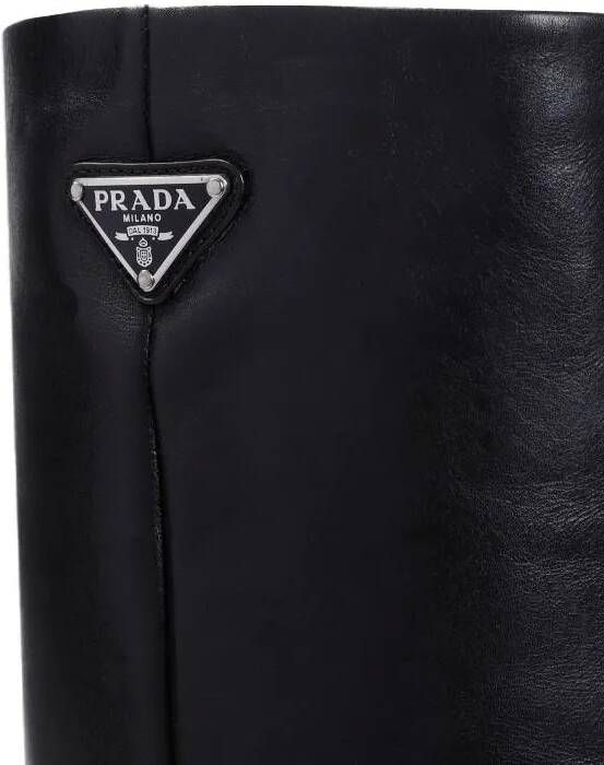 Prada Boots Black Leather Boots in beige