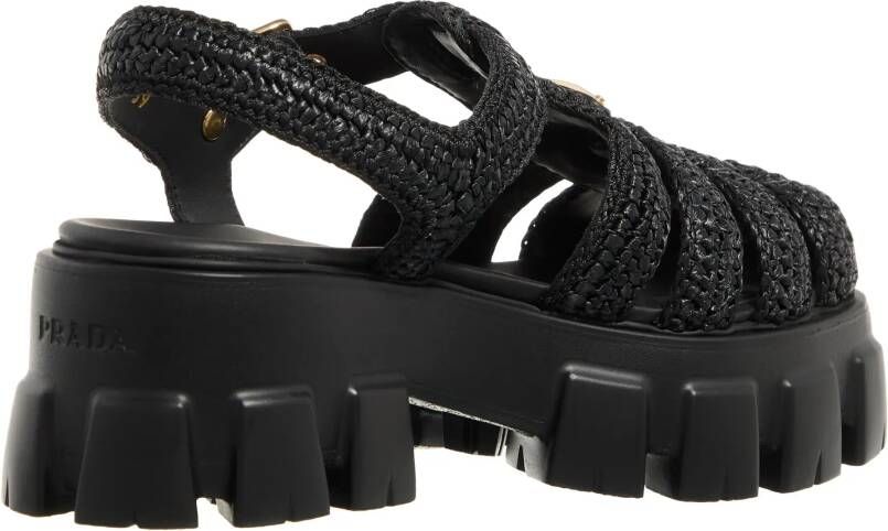 Prada Espadrilles Raffia Sandals in zwart