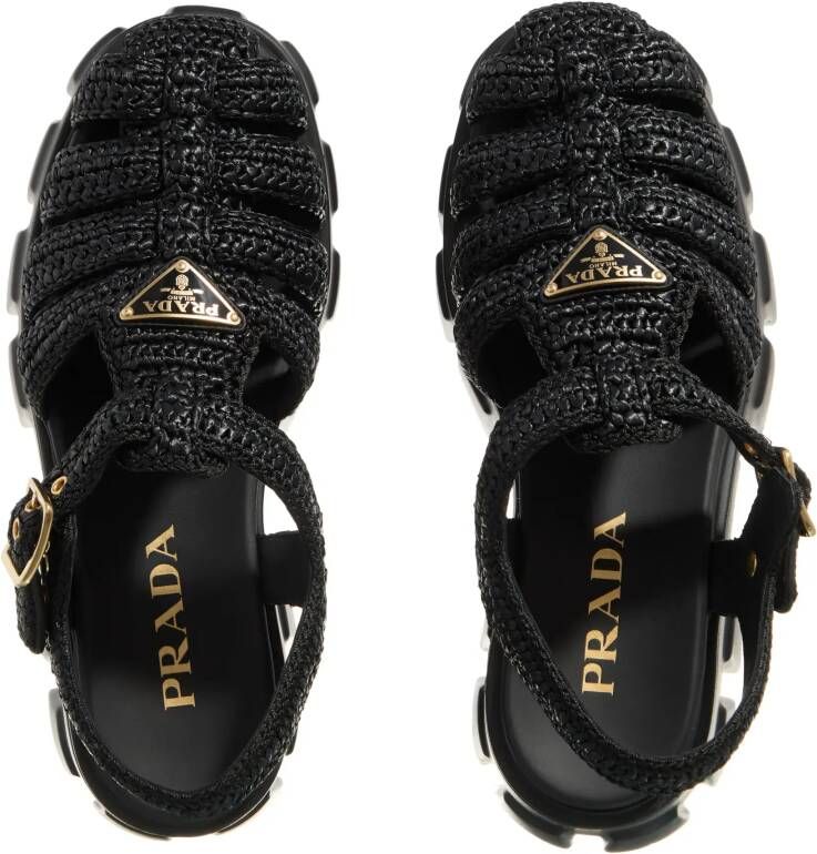 Prada Espadrilles Raffia Sandals in zwart