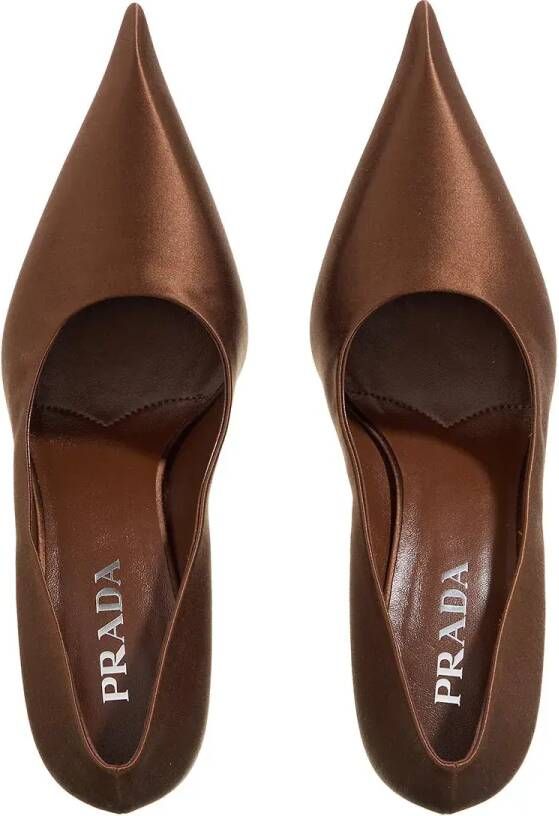 Prada Hoge hakken 90mm Silk Satin Pointed Pumps in bruin