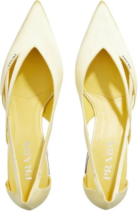 Prada Hoge hakken Satin Pumps With Cut Out in geel