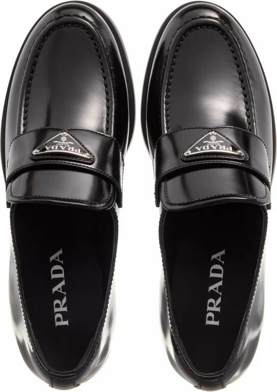 Prada Loafers & ballerina schoenen Logo Plaque Loafers in zwart