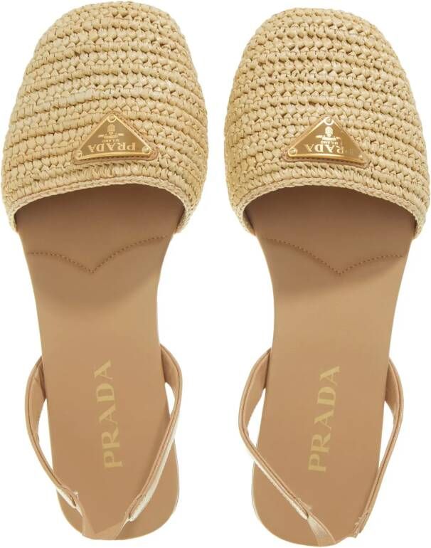 Prada Sandalen Logo Plaque Tie-Fastened Sandals in beige