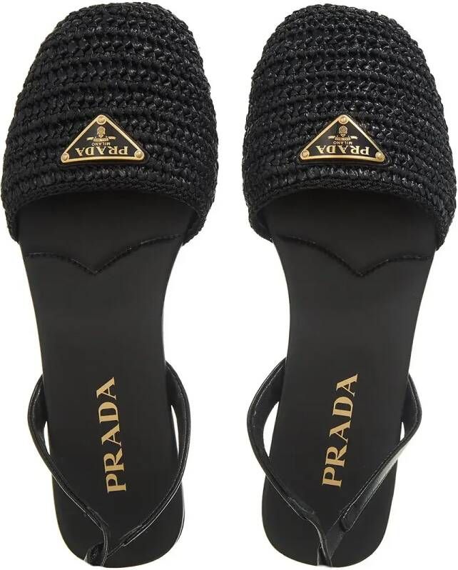 Prada Sandalen Logo Plaque Tie-Fastened Sandals in zwart