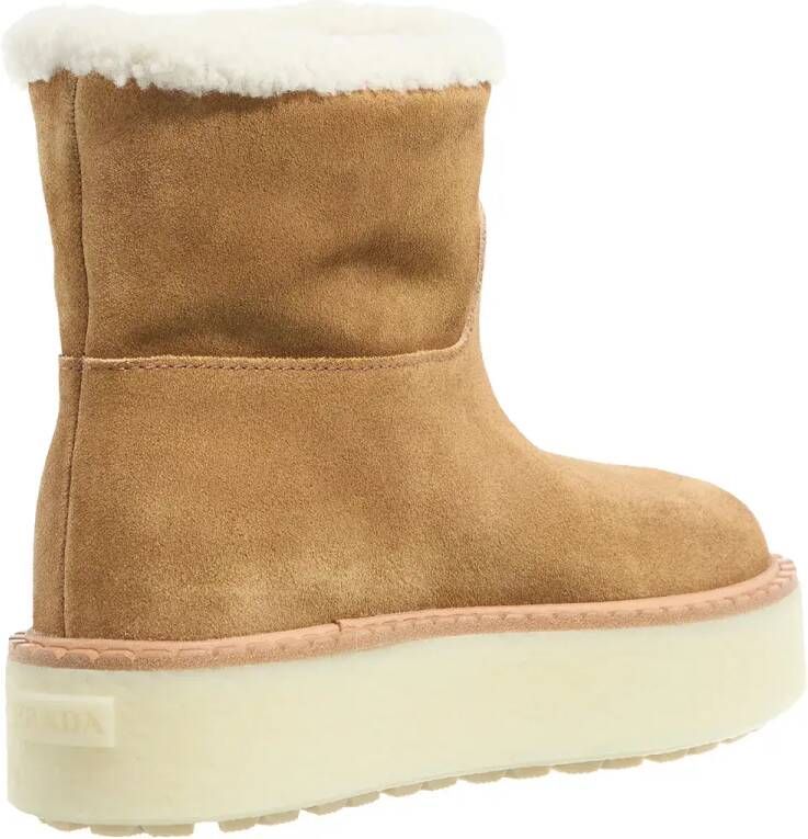 Prada Winterlaarzen Sheepskin Suede Ankle Boots in bruin