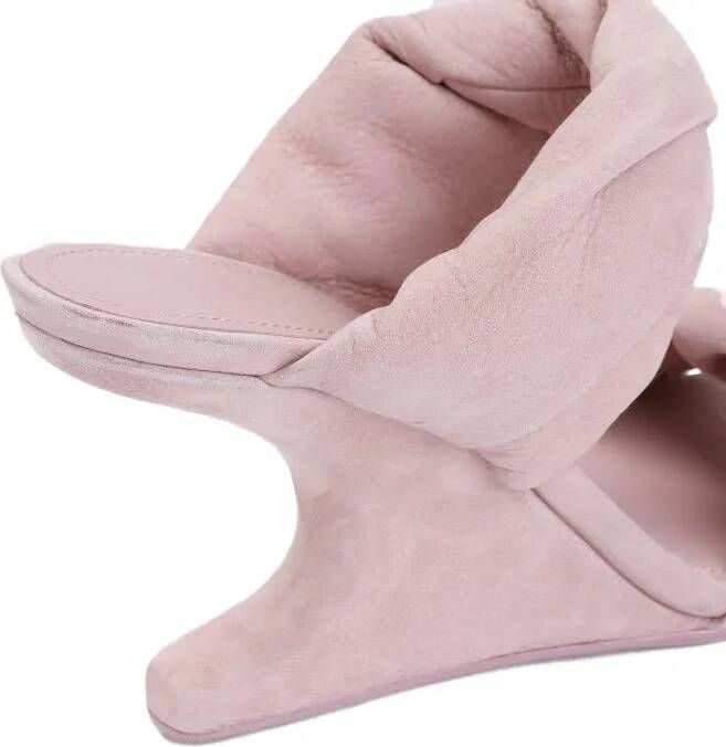 Rick Owens Sandalen Dusty Pink Suede Leather Cantilever 8 Twisted Sand in roze