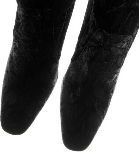 Saint Laurent Boots & laarzen Ella Knee High Crushed Velvet Boots in zwart