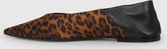 Saint Laurent Leopard Print Slip-On Carolyn Slippers in bruin