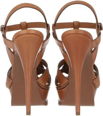 Saint Laurent Pumps & high heels Tribute 130 Plateau Sandals Leather in cognac
