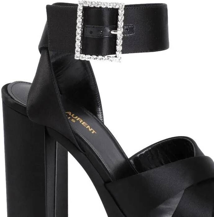 Saint Laurent Sandalen Jota 85 Heaven Black Leather Silk Sandals in zwart