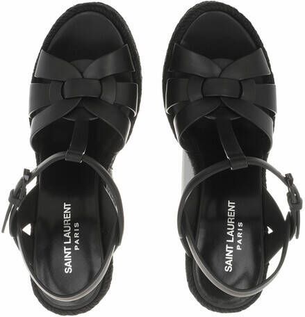 Saint Laurent Sandalen Tribute Wedge Espadrilles in zwart