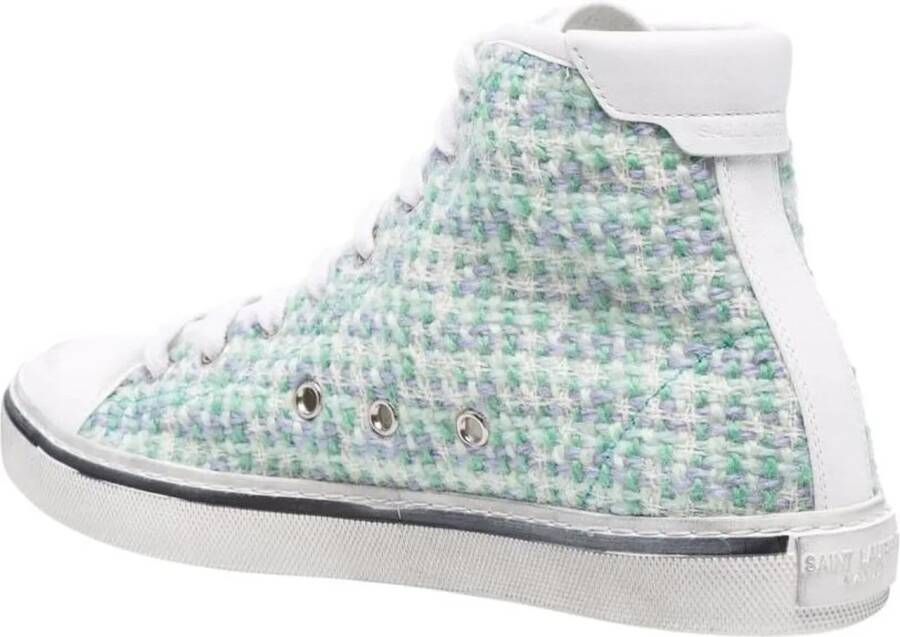 Saint Laurent Sneakers Bedford Tweed Logo Patch in groen