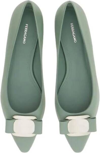 Salvatore Ferragamo Loafers & ballerina schoenen Ballerinas Summer Bow Green in groen