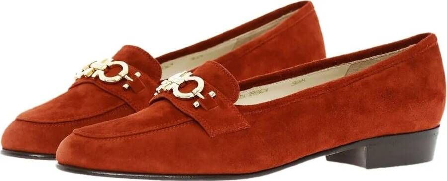 Salvatore Ferragamo Low-Top Sneakers Babs Gancini Logo Loafers in rood