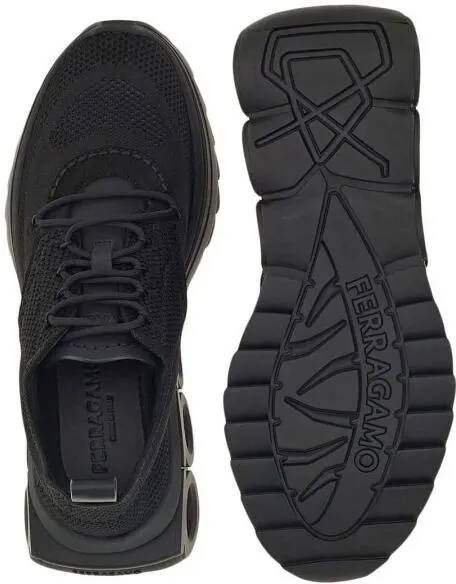 Salvatore Ferragamo Low-Top Sneakers Black Knitted Upper Sneakers in zwart