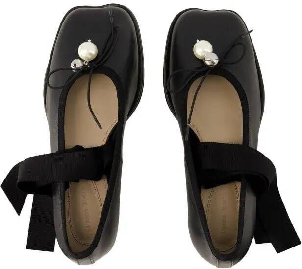 Simone Rocha Loafers Heart Toe Ballerinas Leather Black in zwart