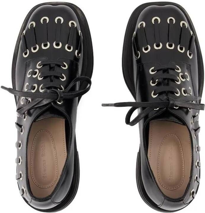 Simone Rocha Loafers & ballerina schoenen Heart Toe Grommet Brogue Loafers Leather Black in zwart