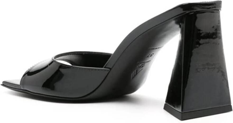 The Attico Hoge hakken Mini Devon Patent Leather Mules in zwart