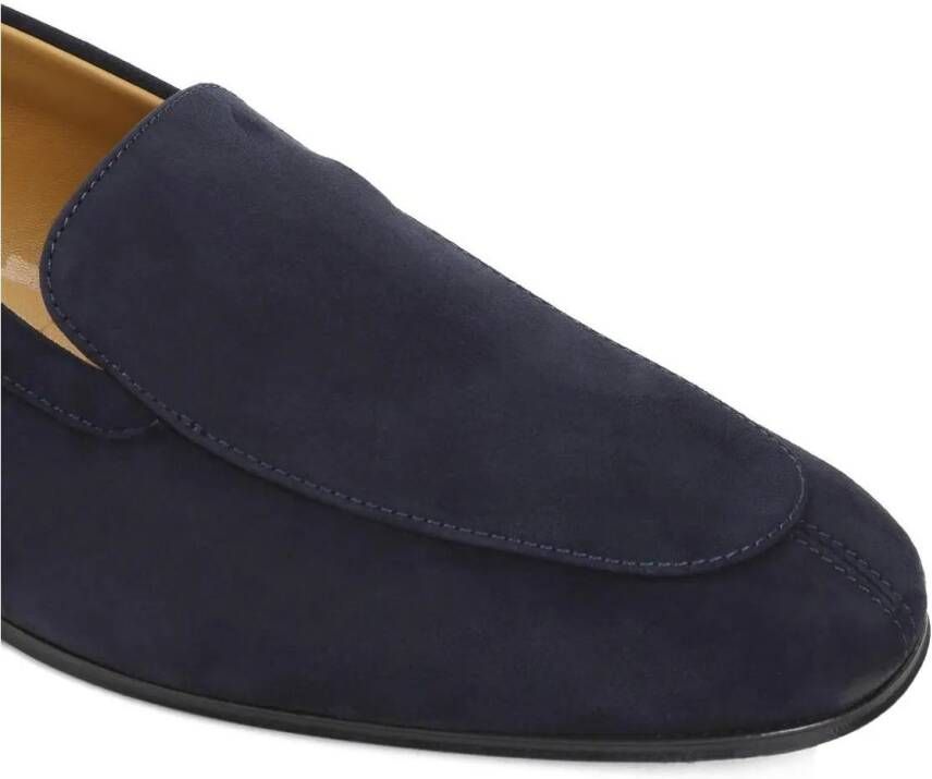 The Row Loafers Sophie Navy Blue Suede Goat Leather Loafers in blauw