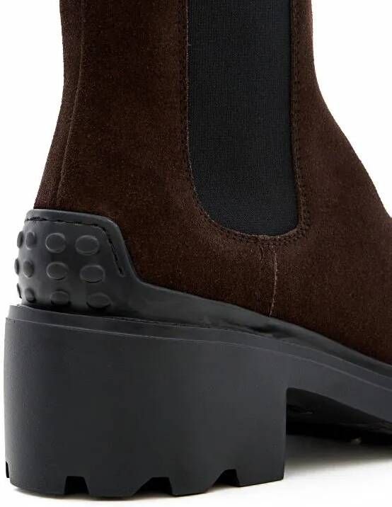 TOD'S Boots Suede Platform Chelsea Boots in bruin