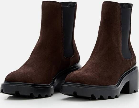 TOD'S Boots Suede Platform Chelsea Boots in bruin