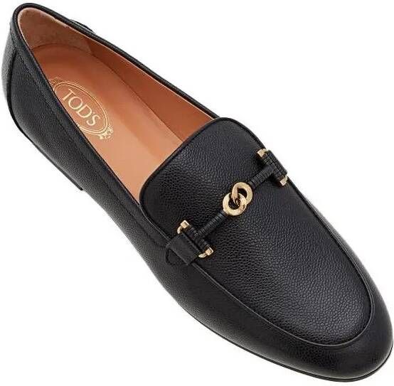 TOD'S Loafers & ballerina schoenen Flat Leather Loafers in zwart