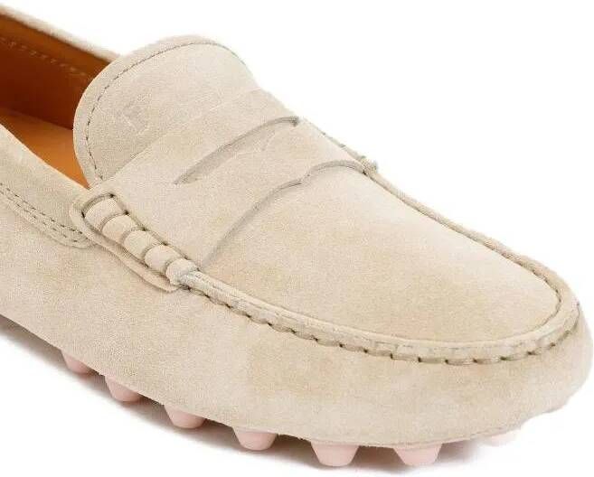 TOD'S Loafers & ballerina schoenen Natural Beige Suede Leather Loafers in beige