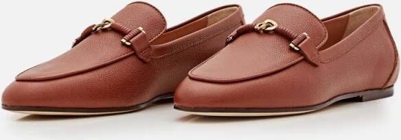 TOD'S Flat Leather Loafers in bruin