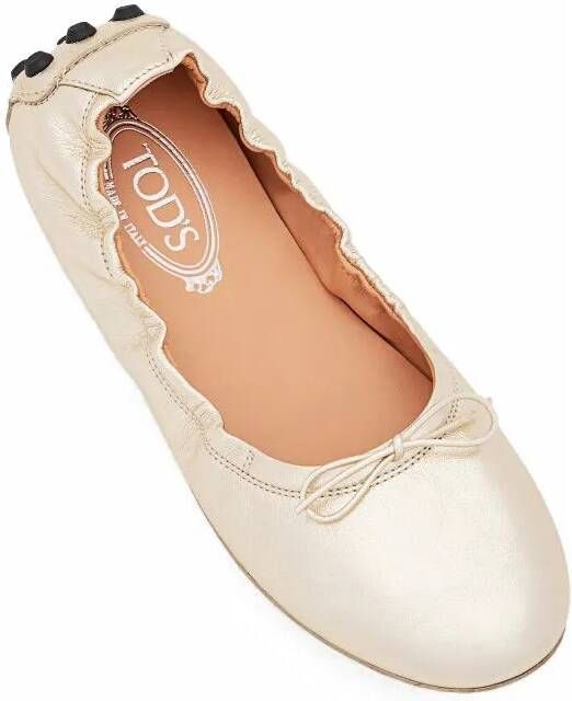 TOD'S Gommino Leather Ballet Flats in goud