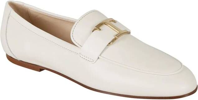 TOD'S T-Logo Leather Loafers in beige