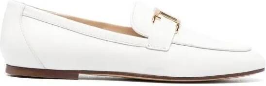 TOD'S T-Logo Leather Loafers in beige