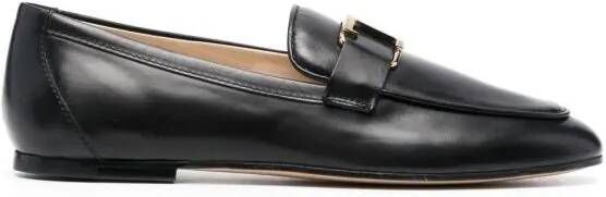 TOD'S T-Logo Leather Loafers in zwart