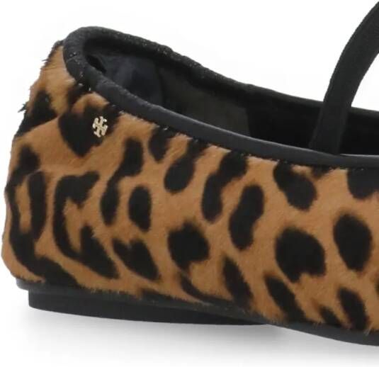 TORY BURCH Brown Leather "Runway" Ballerinas in bruin